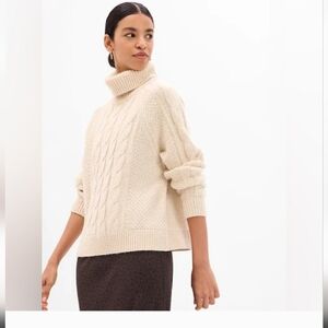 NWT Gap Cable-Knit Turtleneck Sweater In Chino Beige